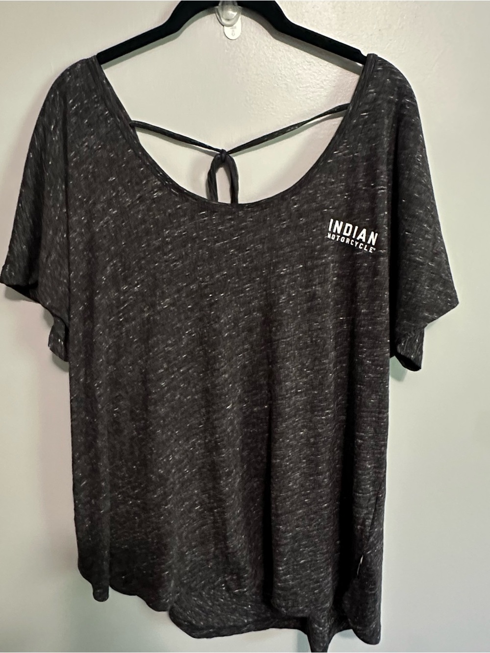 NWT Indian Motorcycle Since 1901 Tie Back Tee Women’s XL Relaxed Fit Black